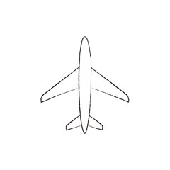 Linear vector illustration of a minimalist airplane. drawn vector minimalist airplane. airplane from the top. airplane down.