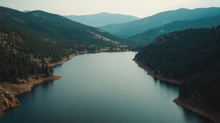 Breathtaking Aerial View of Colorado Mountain Lake: Cinematic Drone Footage Captured with Arri Alexa Mini and Zeiss Ultra Prime Lens. Stunning Landscape for Advertising, Book Covers, and Corporate Pre