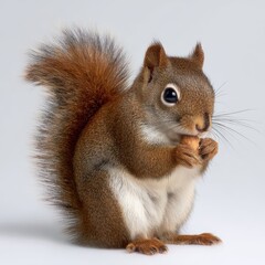 Obraz premium Red Squirrel Eating Nut CloseUp Studio Photograph of a Eurasian Red Squirrel