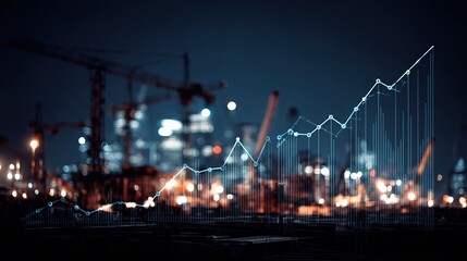 Economic graph overlay on construction industry image