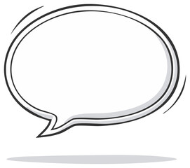 Blank cartoon speech bubble in comic style with motion lines and shadow, ready for your message, vector template.