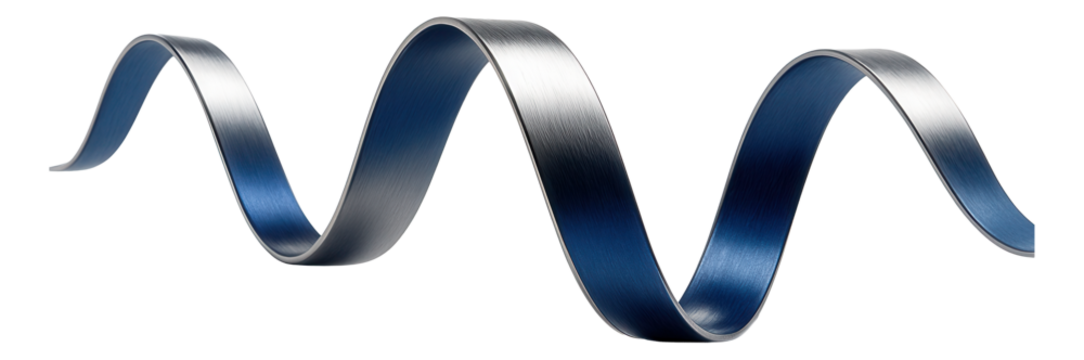 A single, undulating line of metallic texture with a reflective sheen.