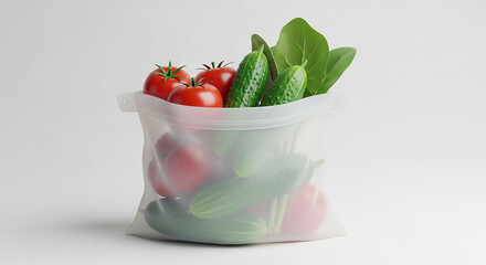 Fresh Organic Vegetables in Eco-Friendly Bag on Light Background for Healthy Cooking