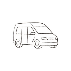 line vector illustration of a minibus. hand-drawn minibus. minibus side view. minibus, car, minivan.