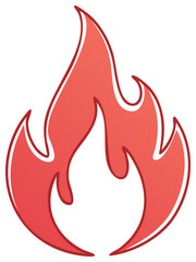 Stylized Red Flame Illustration on Transparent Background: Ideal for Design Accents & Dynamic Visuals in Vector Format