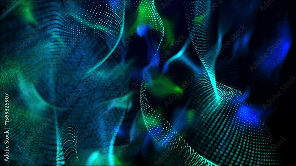 Wall mural futuristic plexus network background. green blue data visualization loop video 4k