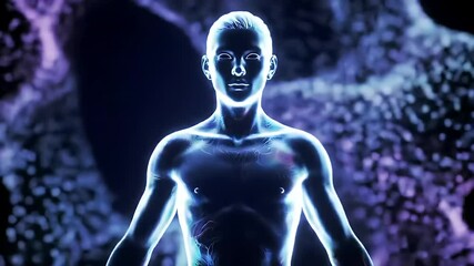 Luminous Human Figure in Abstract Nebula A Digital Art Creation - Powered by Adobe