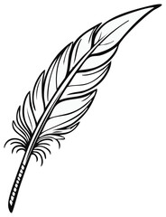 Obraz premium Elegant White Feather Quill on Black Background, Isolated Symbol of Writing, Literature, and History, with Classic Appeal