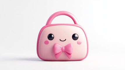 Naklejka premium 3D kawaii pink handbag with bowtie