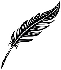 Fototapeta premium Elegant white feather illustration on black backdrop, minimalist design with delicate plumes, perfect for graphic design and creative projects