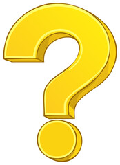 Stylized yellow question mark with a 3D effect floating on a black background to create a sense of curiosity.