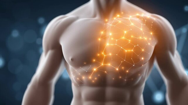 Graphic illustration representing body energy metabolism, showing processes of burning calories and generating energy.
