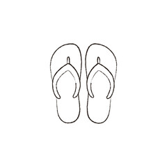 Linear vector illustration of flip flops. flip flops hand drawn. flip flops isolated on white. flip flops, sandals, shoes, footwear