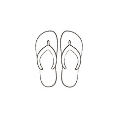 Linear vector illustration of flip flops. flip flops hand drawn. flip flops isolated on white. flip flops, sandals, shoes, footwear