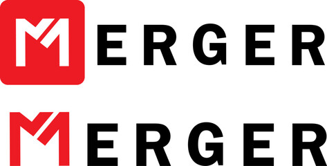 Red and Black Merger Company Logo Design