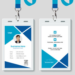 professional office and corporate ID card template, clean id card design with realistic mockup