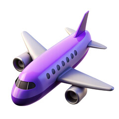 Fototapeta premium 3d purple airplane isolated on transparent background