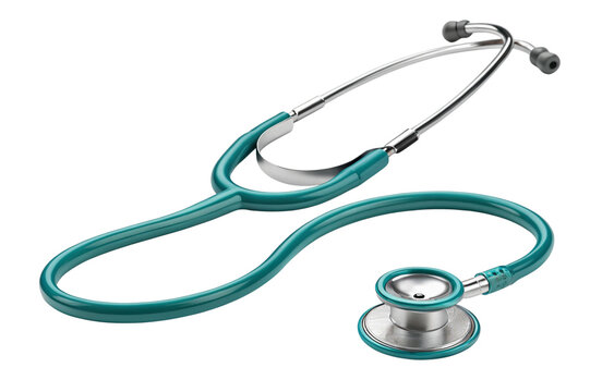 Teal stethoscope medical diagnostic tool isolated on transparent background