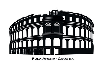 Vector sketch of Coliseum in Pula, Croatia. 
