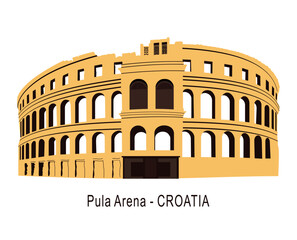 Vector sketch of Coliseum in Pula, Croatia. 