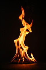 Fire flame on black background, meditation and relaxation