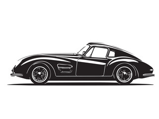 Classic Vintage Style Car Silhouette with a Retro Design Look. Stylized Illustration of a Classic Vintage Car.