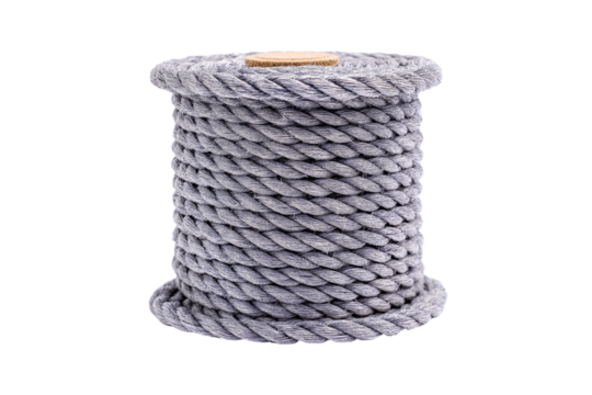 neatly coiled rope isolated on white background