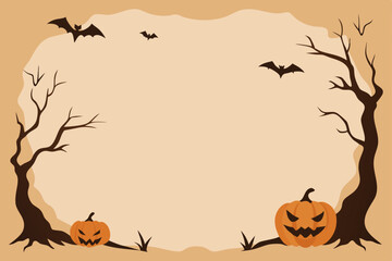 Spooky Halloween Frame  Bats, Trees, and Jack-o'-lanterns Design