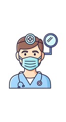 Fototapeta premium Illustration of a doctor wearing a mask and stethoscope for medical health care professionals