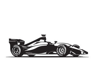 Obraz premium Formula one racing car silhouette on white background. Formula one vector art. 