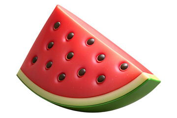 A juicy slice of watermelon with dark seeds isolated on transparent background