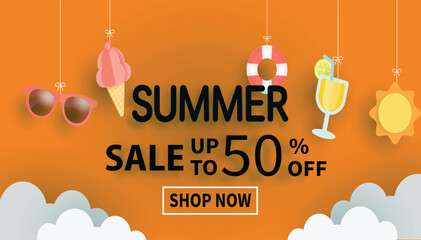 Naklejka premium Summer Sale Special Offer 50% off template background