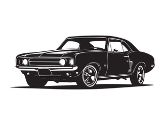 Naklejka premium Vintage classic muscle car silhouette. Vintage car silhouette isolated on white background. 