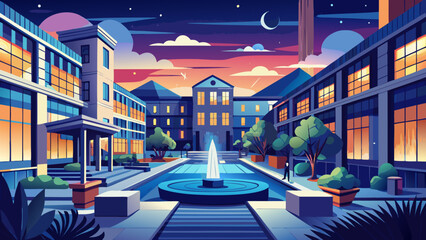 Naklejka premium University of Oslo, Norway – Minimalist structures, open courtyards, and the cool northern glow compose a modern and serene space for knowledge and growth.