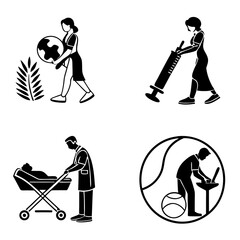 Medical professionals providing care and treatment icons