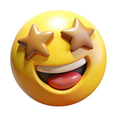 Obraz premium 3d starry eyed emoji isolated on transparent background