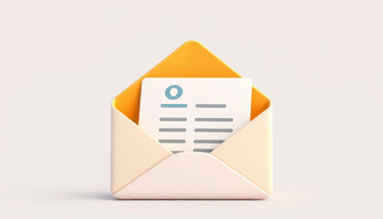 Envelope with a document peeking out, showcasing creativity in digital communication and correspondence design concepts