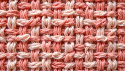 this image features a tightly woven fabric. the fabric appears to be crafted from a soft fiber. alternating rows showcase a light, pale tone and a deeper shade