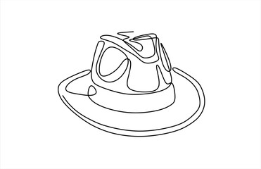 Continuous single drawn one line men hat, one line drawing of cowboy hat. Hand drawn one line vector. Editable stroke	