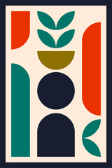 Geometric Bauhaus Posters with Abstract Patterns Vector Mosaic Modern Backgrounds Scandinavian or Swiss Bauhaus Color Art and Shapes Patterns Wall Art Decor Design Vector