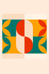 Geometric Bauhaus Posters with Abstract Patterns Vector Mosaic Modern Backgrounds Scandinavian or Swiss Bauhaus Color Art and Shapes Patterns Wall Art Decor Design Vector