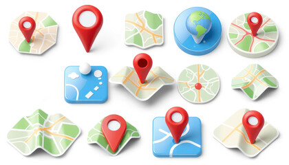 Map Markers and Globe Illustrations for Navigation and Location-based Graphics