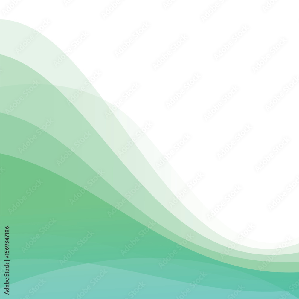 Aufkleber a simple background with layered waves in shades of green and white creating an abstract design isol
