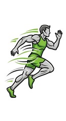 Obraz premium Running man athlete fitness workout exercise sport speed marathon jogger illustration logo design