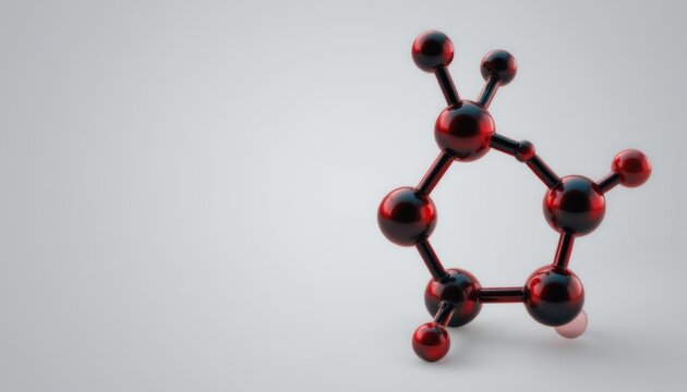 benzo anthracene molecule scientific 3d rendering   conceptual molecular model, position the subject on the left with copy space on the right in polished style