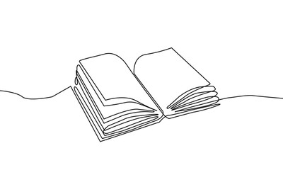 An open book in one-line art