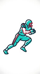 American football player running back illustration vector graphic design template sport artwork 100