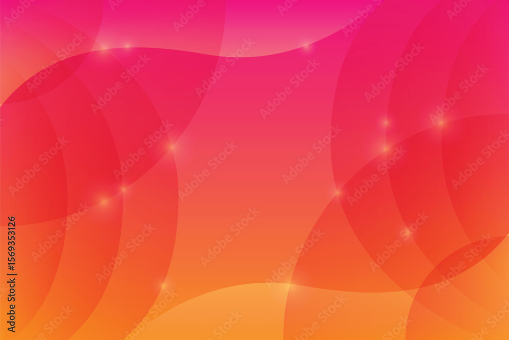 Poster abstract background with gradient from orange to pink and overlapping translucent circles design iso