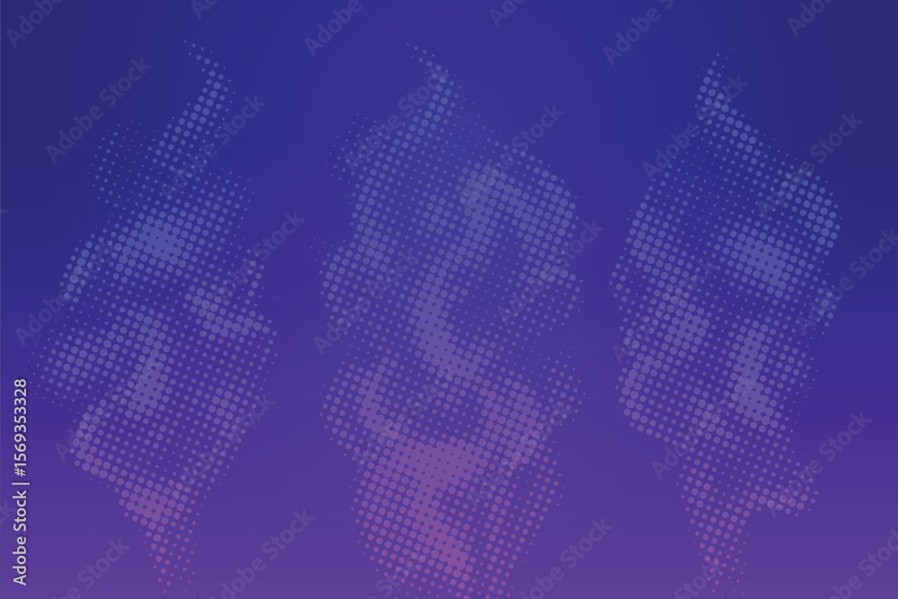Poster three vaporous purple figures on a dark blue backdrop with a textured dot pattern and gradient effec