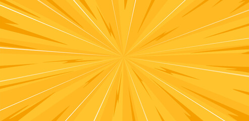 Comic anime explosion yellow background. Flash explosion radial lines abstract comic book, anime style. Vector illustration.
